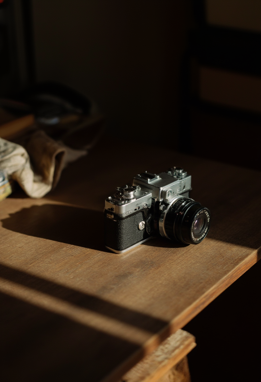 Camera on a desk